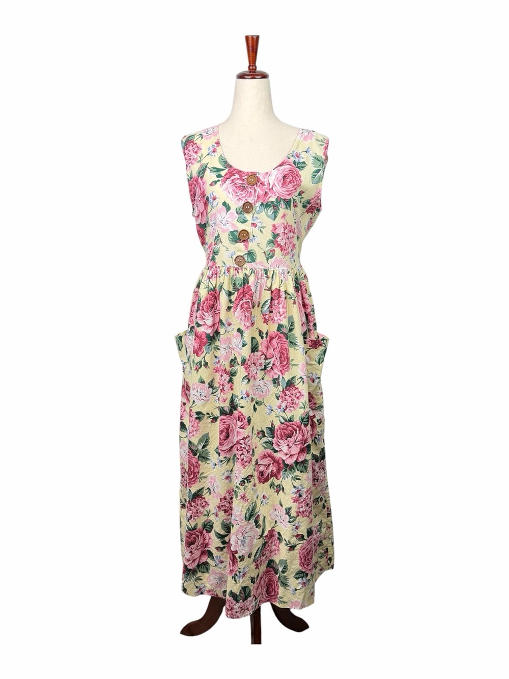 VTG Storybook Heirlooms Pinafore Dress Women's M Floral Prairie Cottagecore Midi